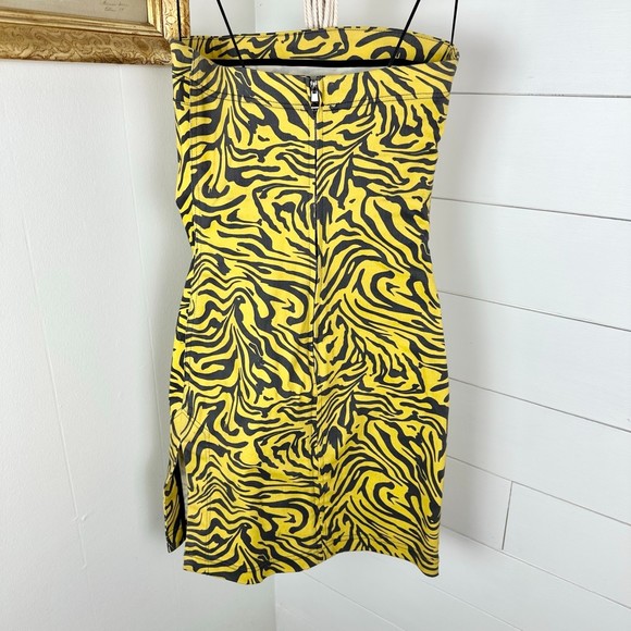 Miaou Lottie Mini Dress Bodycon Yellow Zebra Print Size Small - Picture 7 of 10